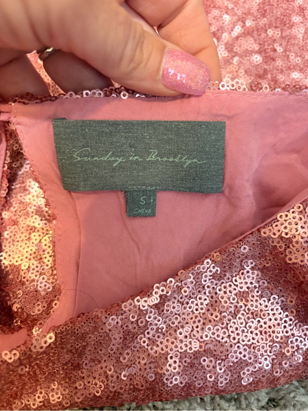 Sunday in Brooklyn Pink Sequin Top S Party Holiday New Years Birthday Sparkle - Picture 4 of 5